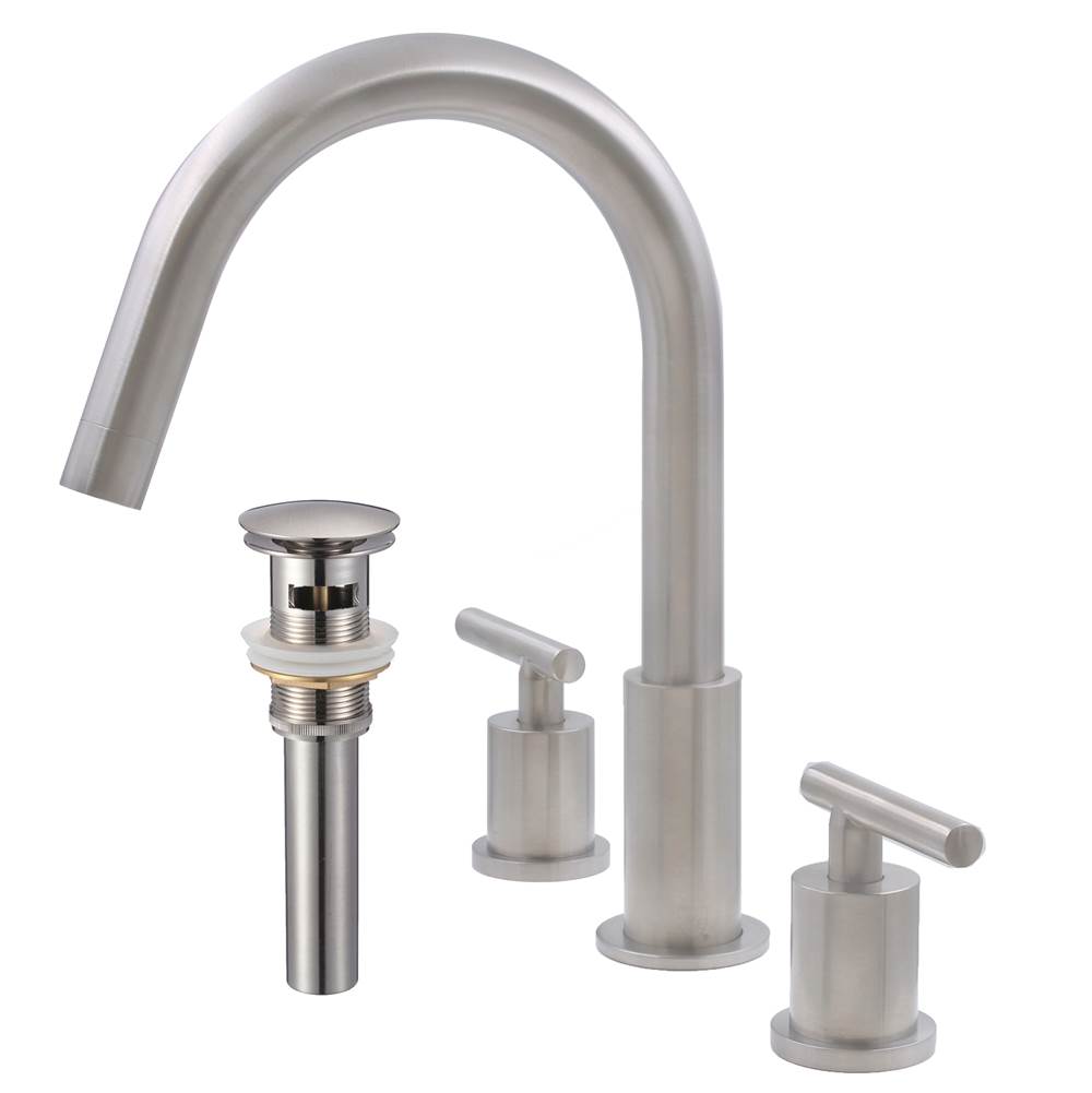 Novatto Novatto WALTZ Widespread 2-Handle Lavatory Faucet in Brushed Nickel with Drain