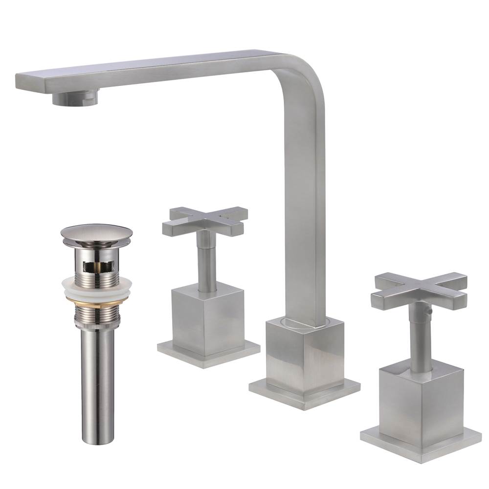 Novatto Novatto MULD Widespread 2-Handle Lavatory Faucet in Brushed Nickel with Drain