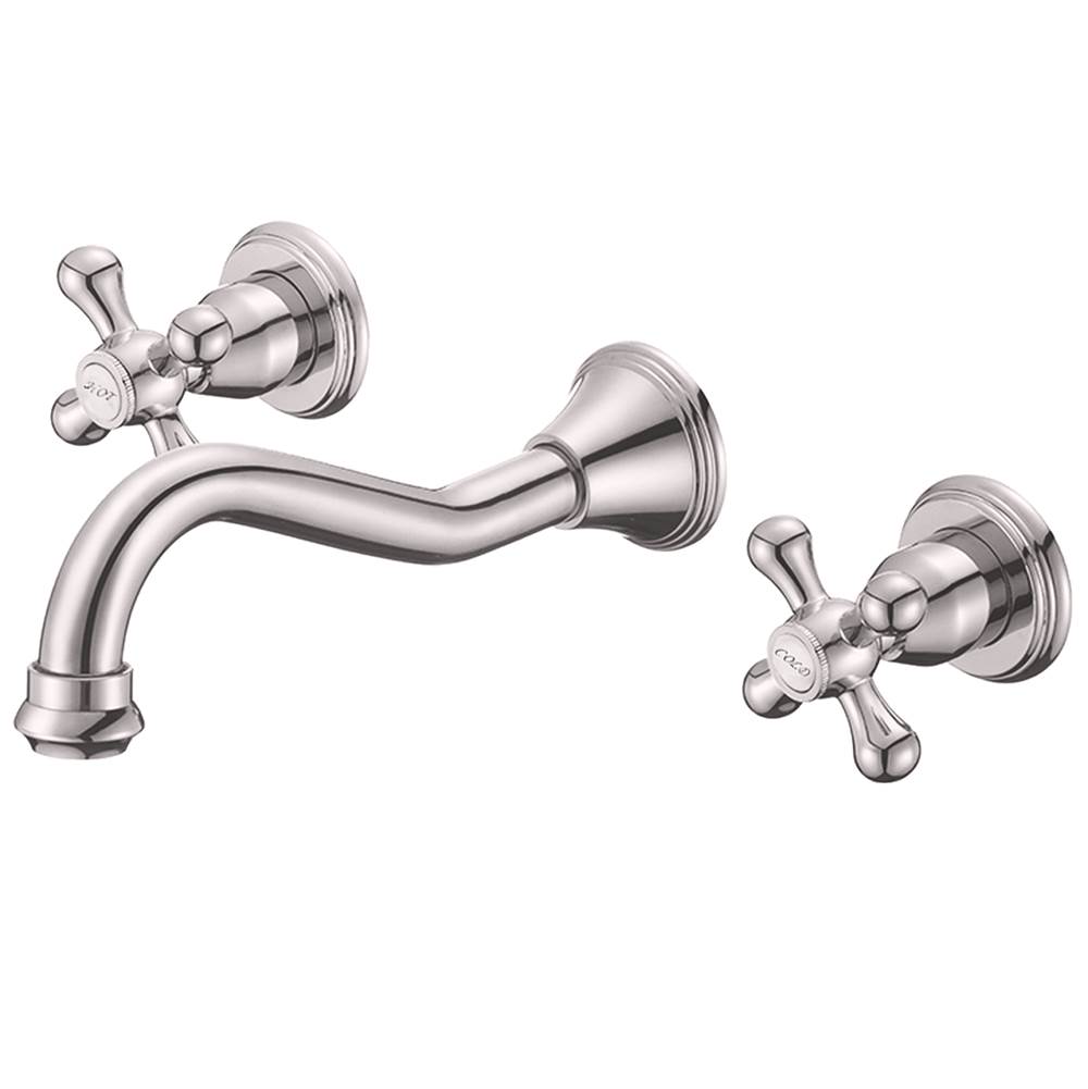 Novatto Novatto RIA Two Handle Wall Mount Bathroom Faucet in Brushed Nickel