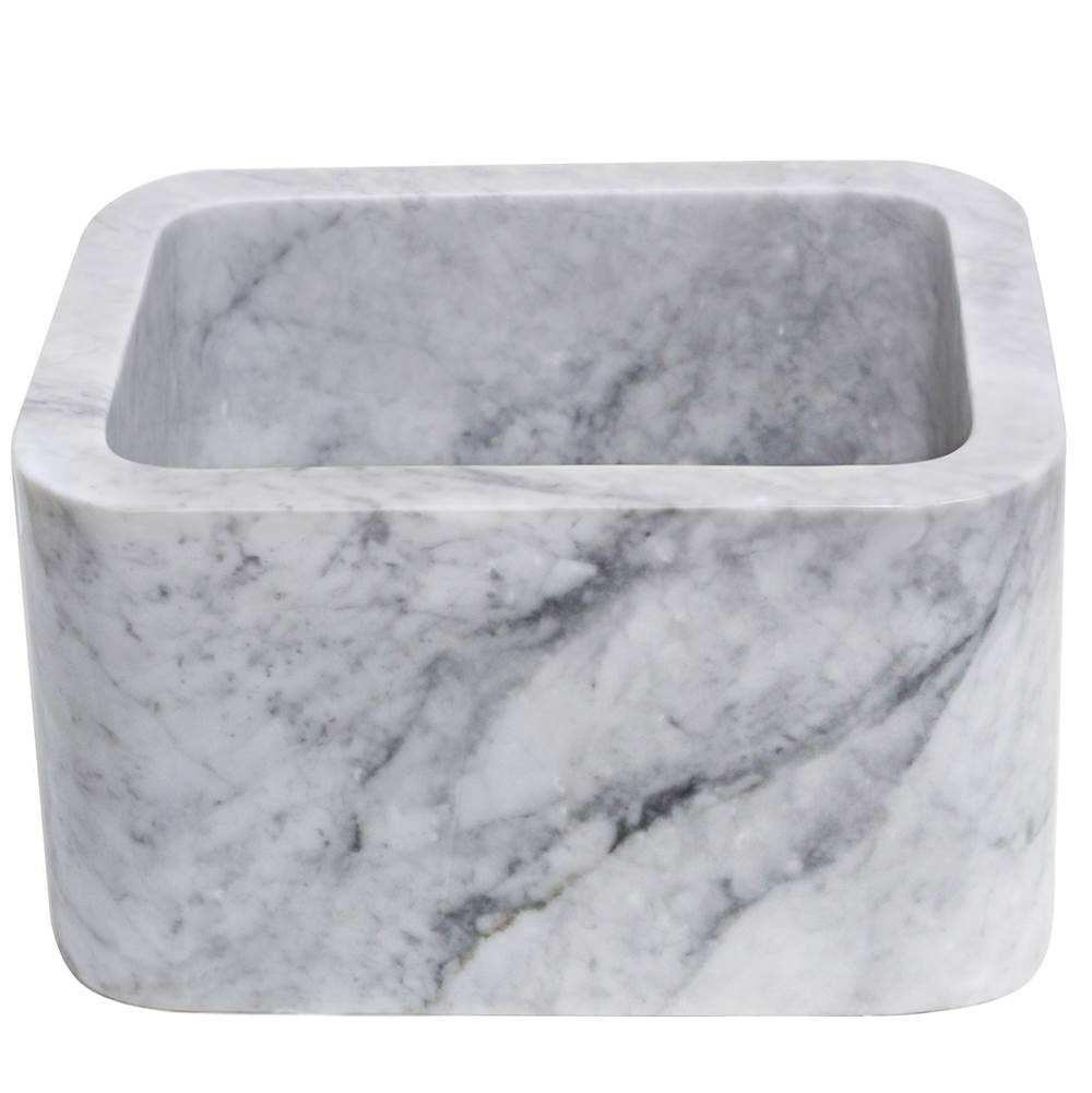 Novatto 18-inch Single Bowl Bar Sink in Carerra White Marble with Polished Apron