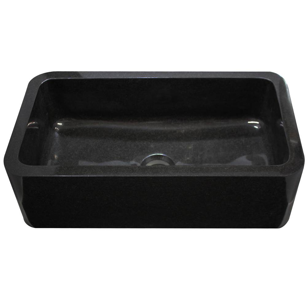 Novatto Single Bowl Kitchen Sink in Absolute Black Granite with Polished Apron