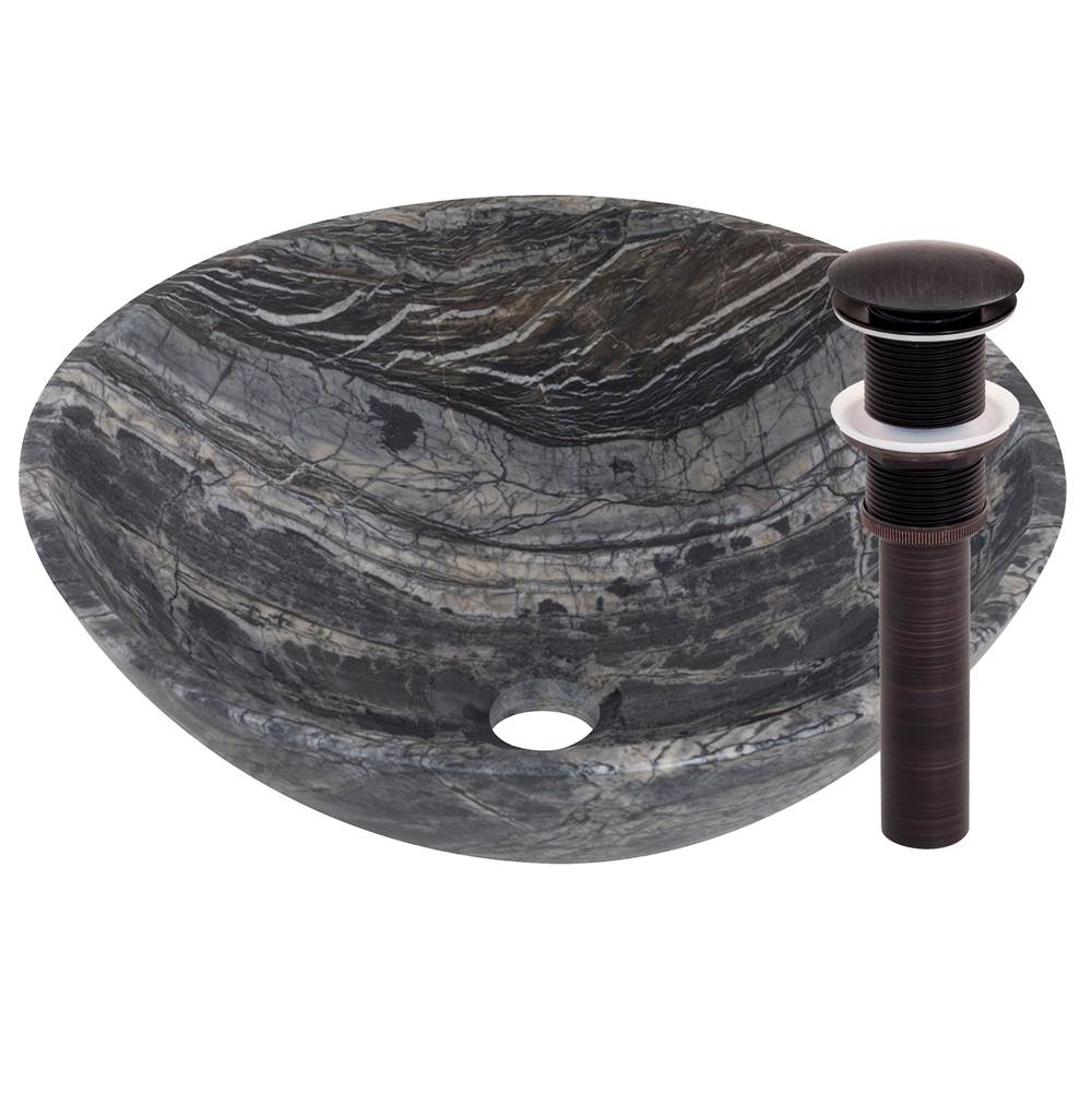 Novatto Novatto Lunar Marble Vessel Sink and Oil Rubbed Bronze Umbrella Drain