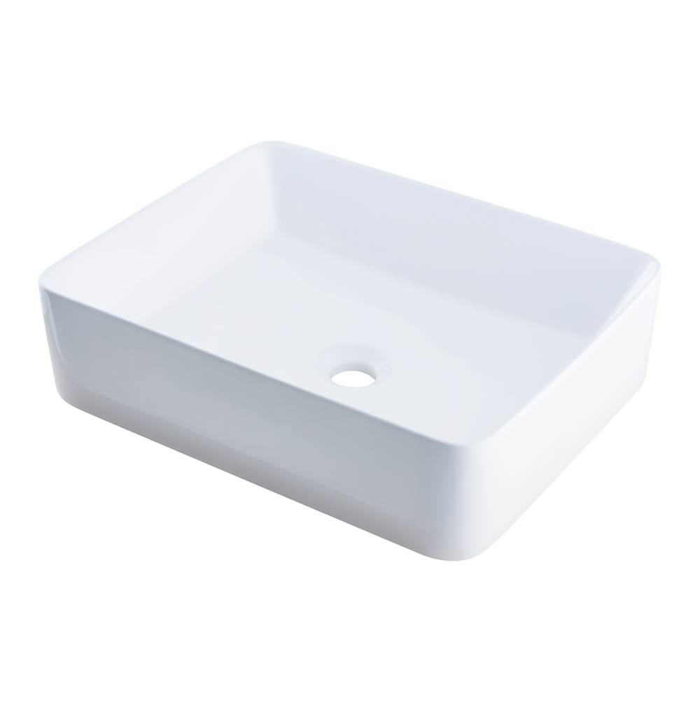 Novatto Novatto Rectangular White Porcelain Vessel Sink, No Overflow