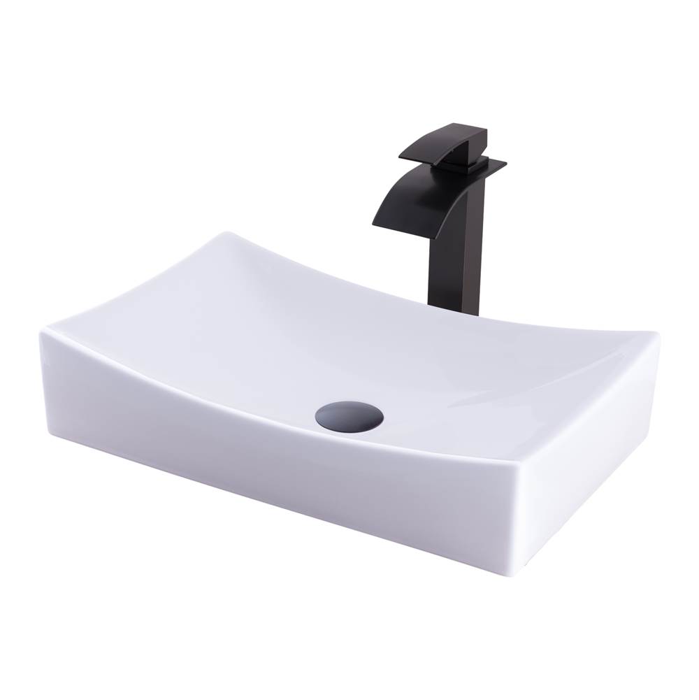 Novatto Novatto Porcelain Vessel Sink Combo with Oil Rubbed Bronze Faucet, Drain and Sealer