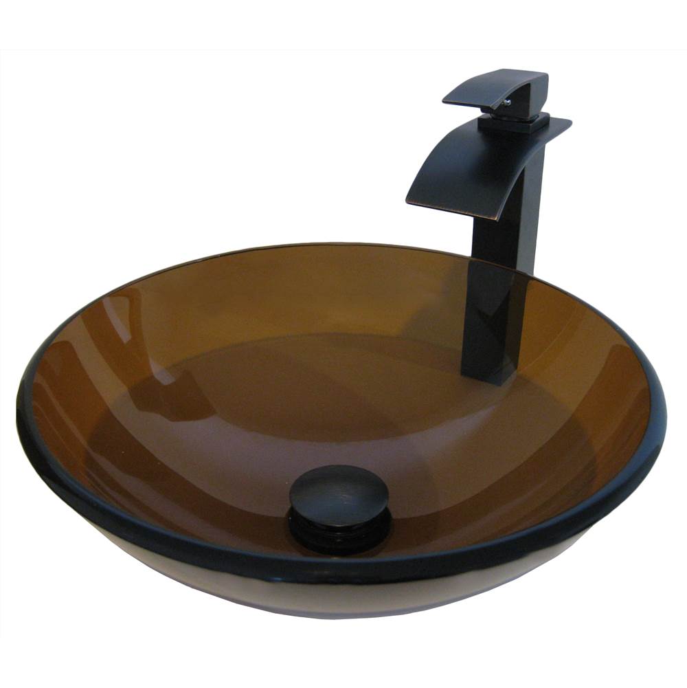 Novatto Novatto TY Glass Vessel Bathroom Sink Set, Oil Rubbed Bronze