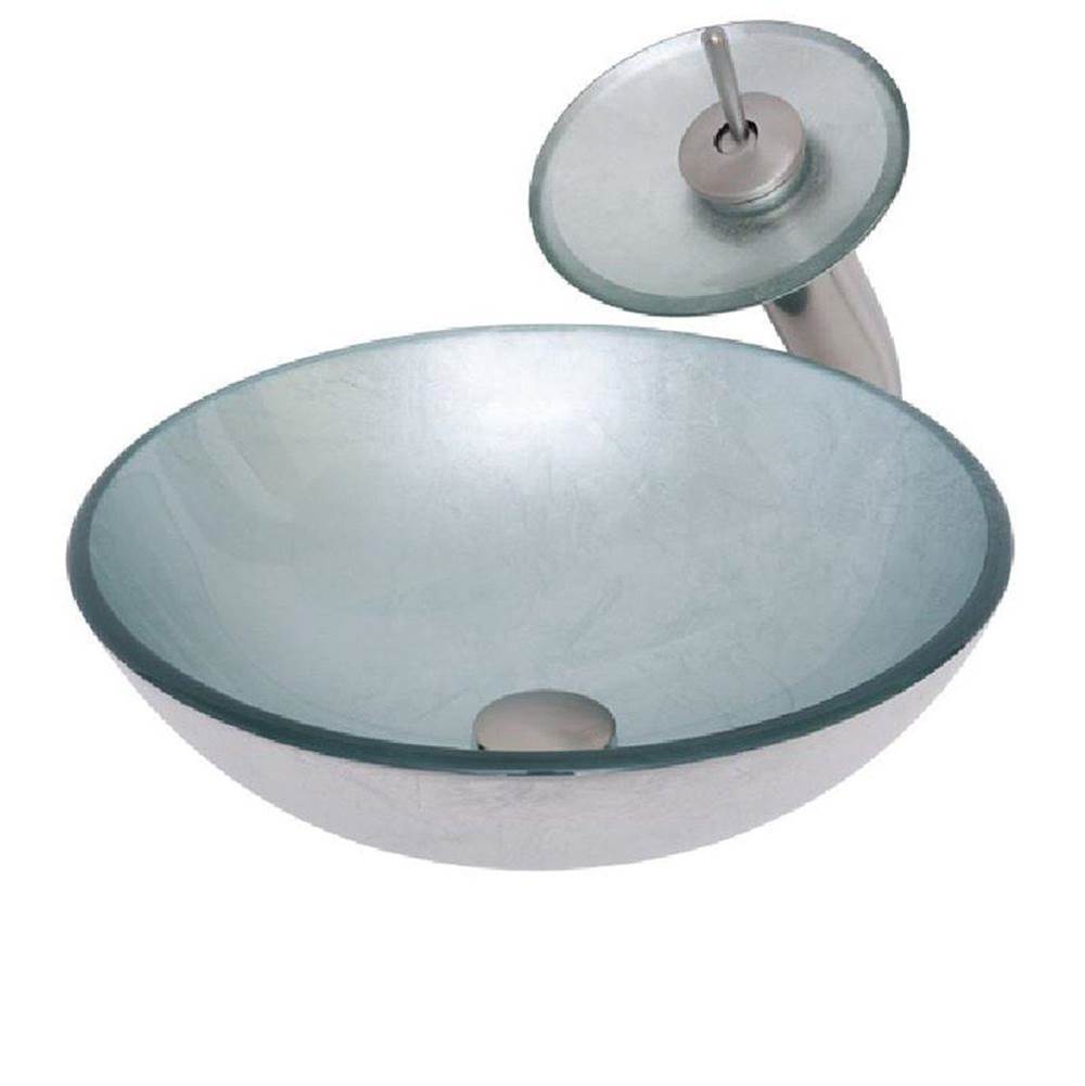 Novatto Novatto ARGENTO Glass Vessel Bathroom Sink Set, Brushed Nickel