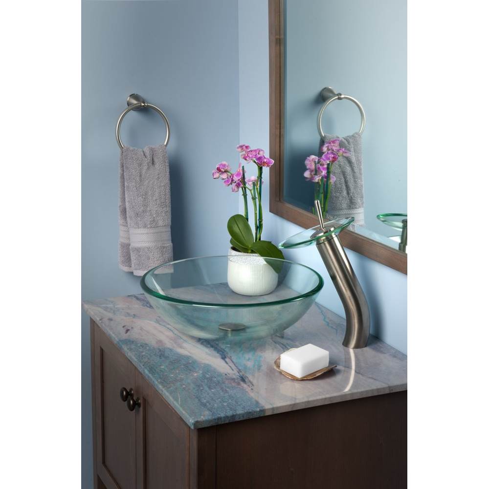 Novatto Novatto BONIFICARE Glass Vessel Bathroom Sink Set, Brushed Nickel/ Clear Glass