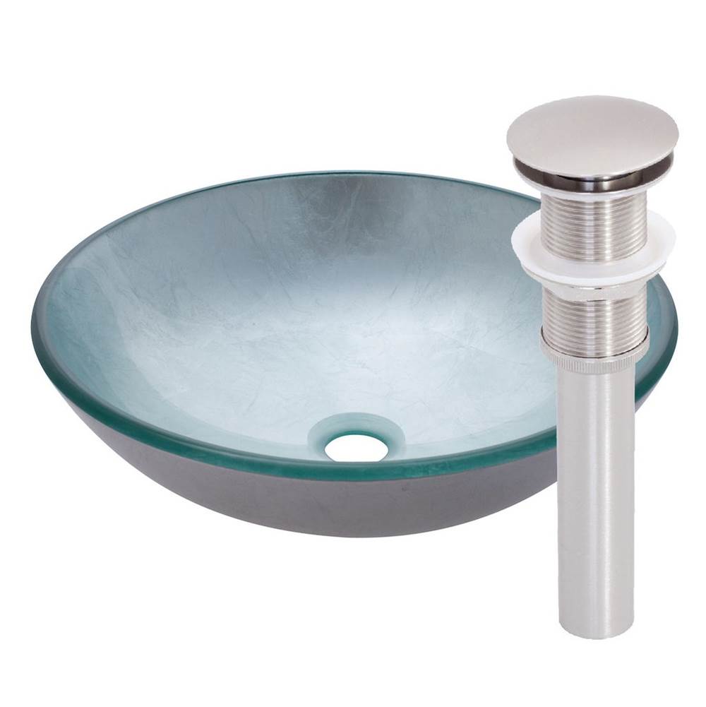 Novatto Novatto ARGENTO Glass Vessel Bathroom Sink Set, Brushed Nickel