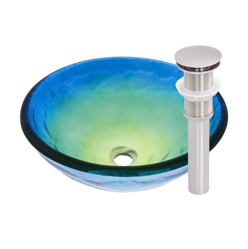 Novatto Novatto MARE Glass Vessel Bathroom Sink Set, Brushed Nickel