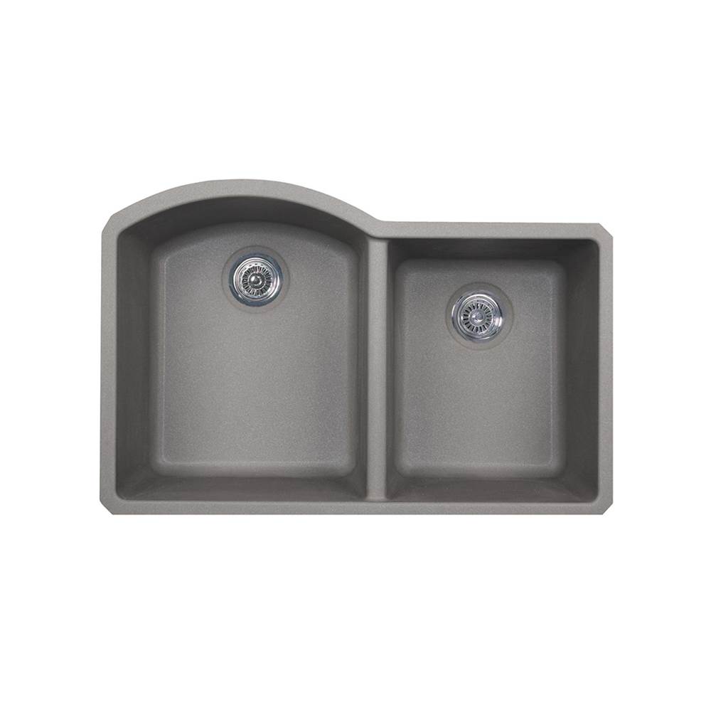 Swan QUDB-3322 22 x 33 Granite Undermount Double Bowl Sink in Metallico