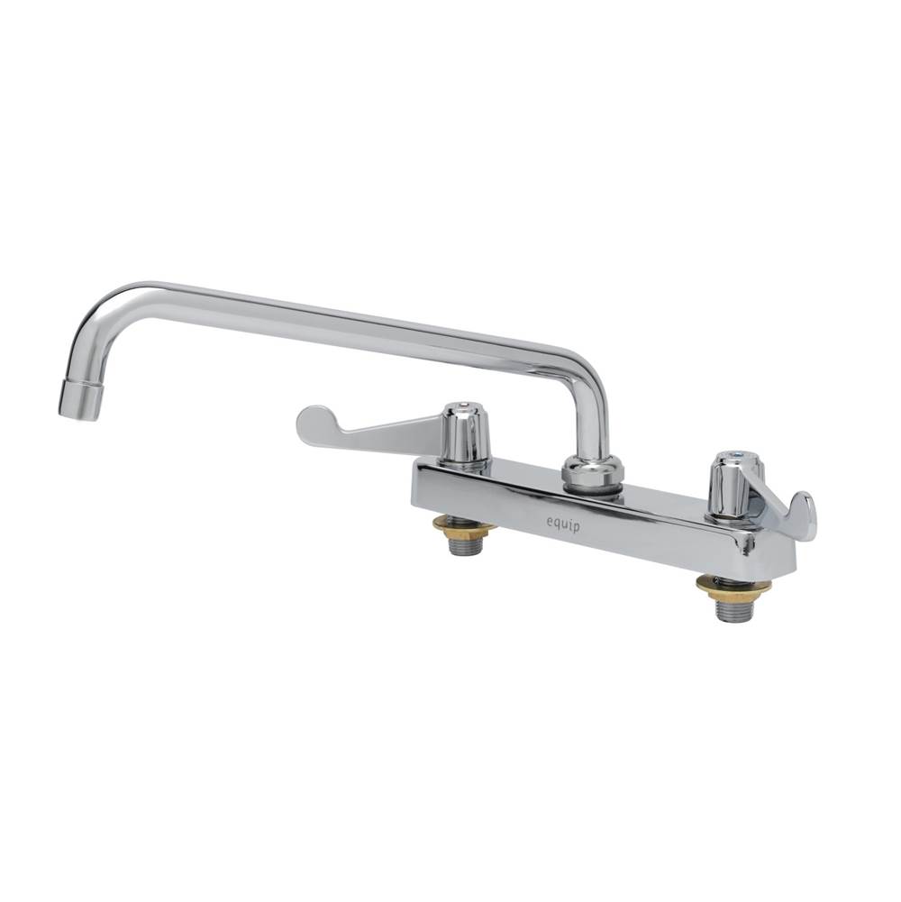 T&S Brass Equip 8'' Deck Mount Workboard Faucet, 10'' Swing Nozzle, 4'' Wrist-Action Handles