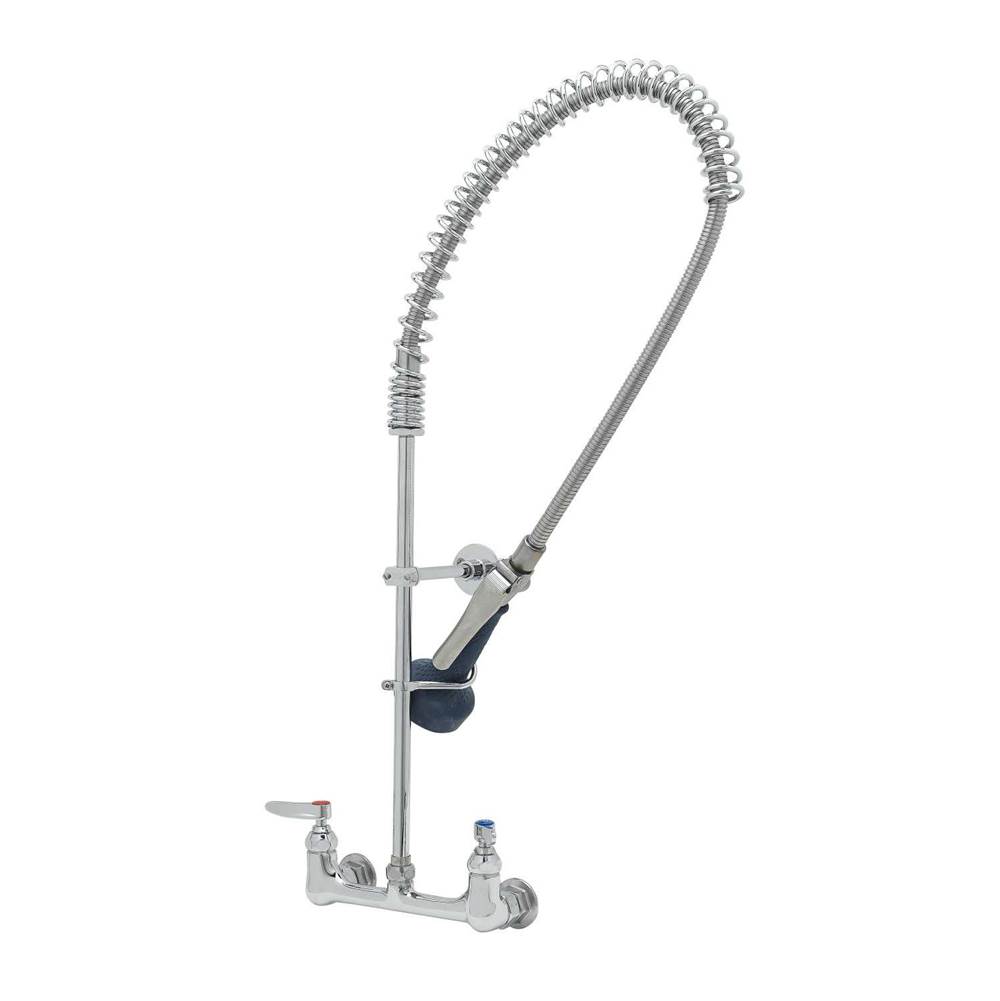 T&S Brass Easy-Install Pre-Rinse Unit:8''c/c Wall Mount,1/2''NPT Female Inlets,18''Riser,1.07 GPM Spray