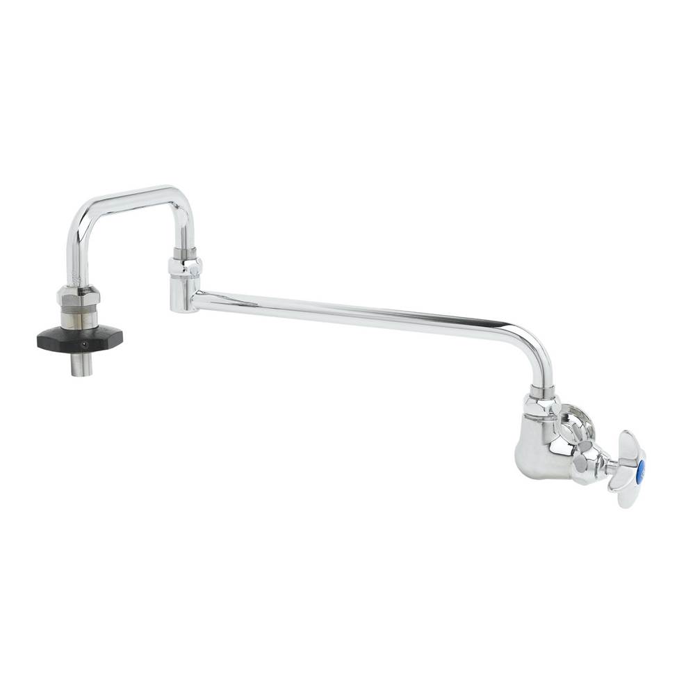 T&S Brass Pot Filler, Wall Mount, Single Control, 18'' Double Joint Nozzle, Insulated On-Off Control