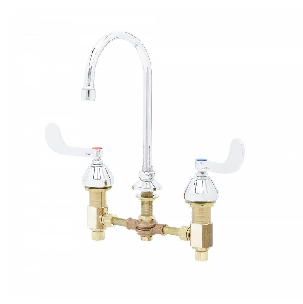 T&S Brass Medical Faucet, Concealed Body, 8'' Centers, 4'' Handles, Rigid/Swivel GN, 1.5 GPM Aerator