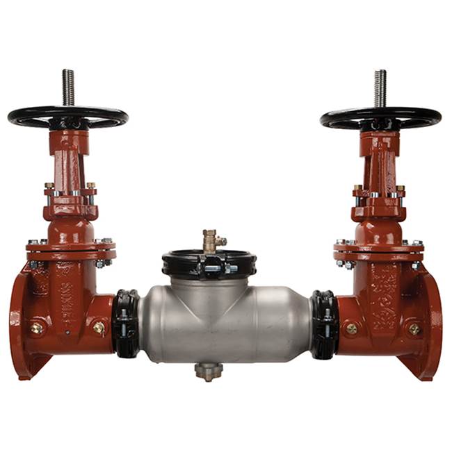 Zurn Industries 6'' 350AST Double Check Backflow Preventer with flanged end inlet and grooved outlet OSandY gate Vlvs