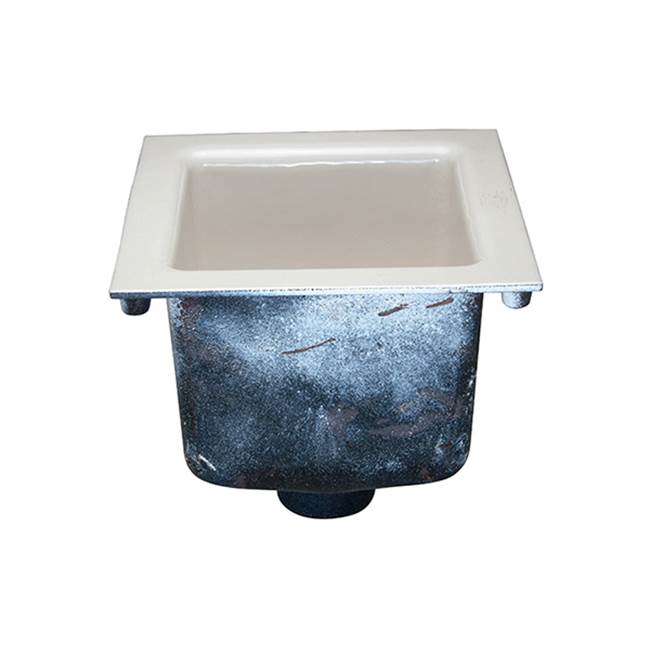 Zurn Industries ZN1901 12'' x 12'' x 8'' Square Nickel Bronze Acid Resisting Enamel Floor Sink with 3'' Neo Loc Outlet and Full Grate