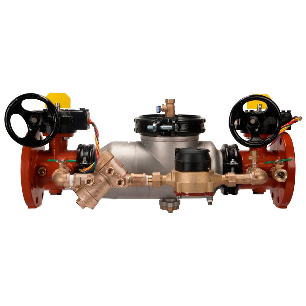 Zurn Industries 4'' 350ASTDA Double Check Detector Backflow Preventer with cu ft meter and grooved end Butterfly gate Vlvs